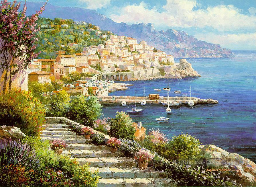 mt027 Impressionniste scène Méditerranée Peintures à l'huile